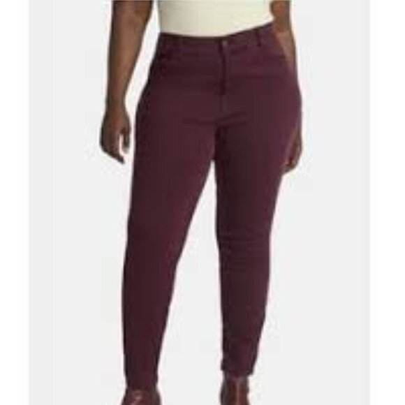 Terra & Sky Women's Plus High Rise Straight Leg Jeans  Plum Purple, size 18W - Picture 1 of 8